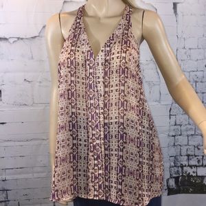 🆕 Zouk Sheer Printed Drape Back Sleeveless Top